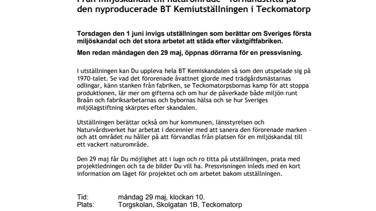 GLÖM INTE: Förhandsvisning av BT Kemiutställningen