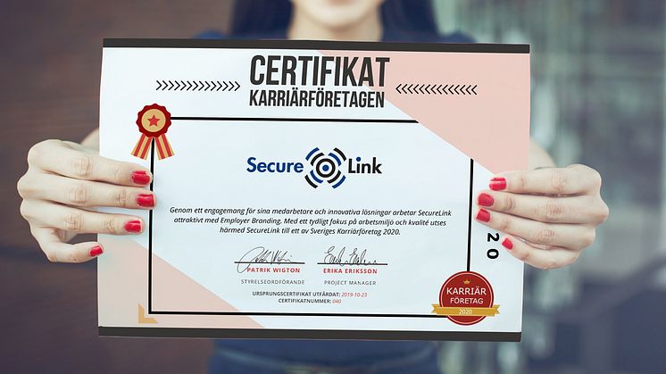 SecureLink är ett av Sveriges Karriärföretag 2020