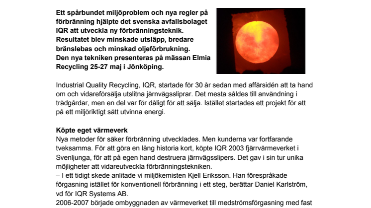 Förgasning ger lägre utsläpp, mindre stoft och bredare bränslebas - Nyhet på Elmia Recycling to Energy 2010