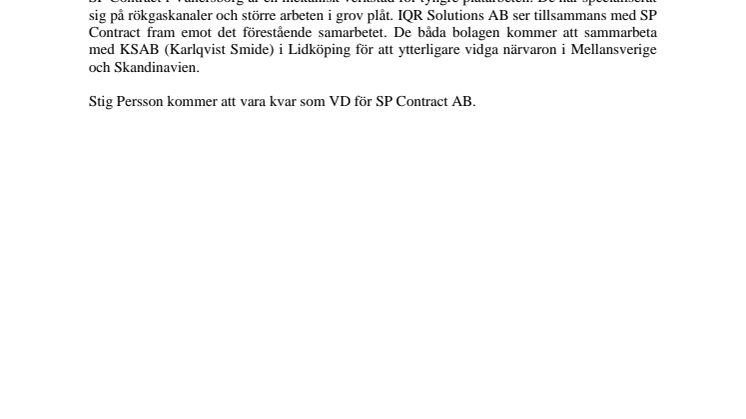 IQR Solutions AB köper SP Contract AB