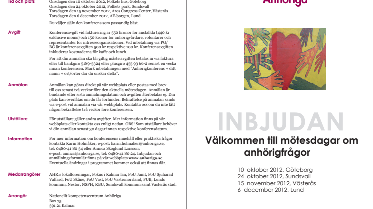 Regionala mötesdagar för anhörigfrågor