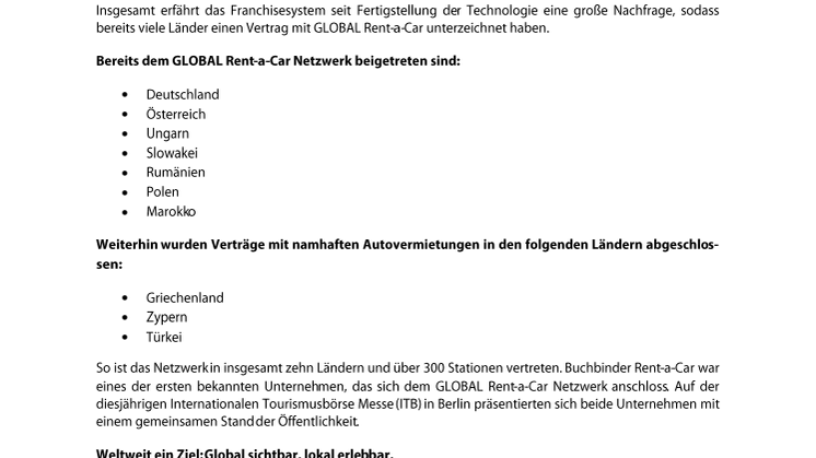 GLOBAL Rent-a-Car  wächst monatlich um dreistelligen Prozentsatz
