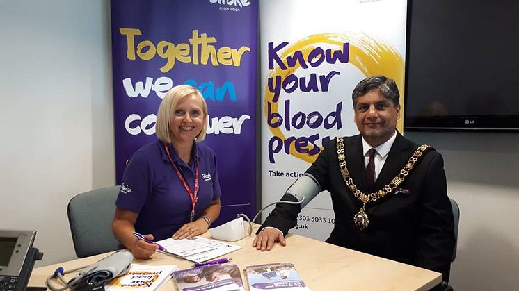The Lord Mayor of Nottingham, Councillor Liaqat Ali and Lucy Burnip, Regional Fundraiser at the Stroke Association.