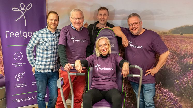 Feelgood ambassadøerene Arne Scheie og Karen-Marie Ellefsen sammen med Feelgood gründerene Christian Bache - Knut Ole Kopland og Truls Nebell