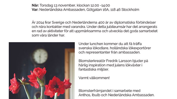 Inbjudan till Nederländska Ambassaden