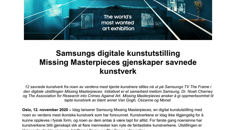 Samsungs digitale kunstutstilling Missing Masterpieces gjenskaper savnede kunstverk