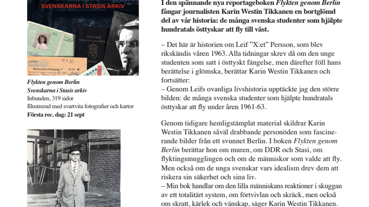 Ny reportagebok om svenska flyktingsmugglare i 60-talets Berlin