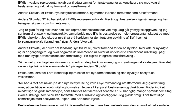 Nyt formandskab på plads i EWII