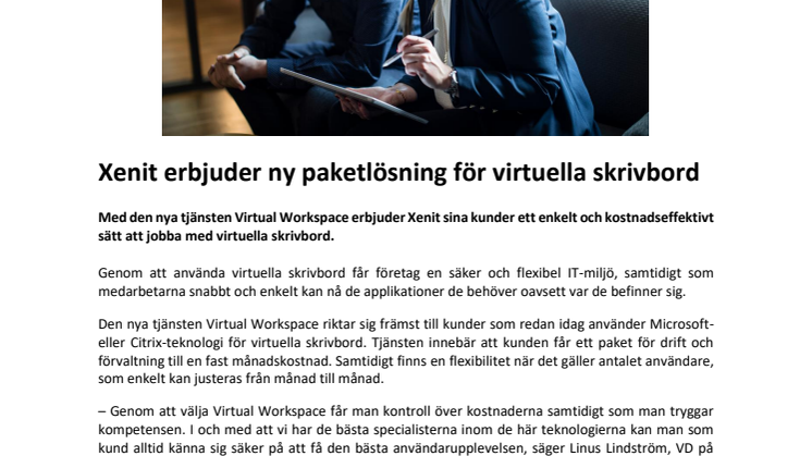 Xenit erbjuder ny paketlösning för virtuella skrivbord