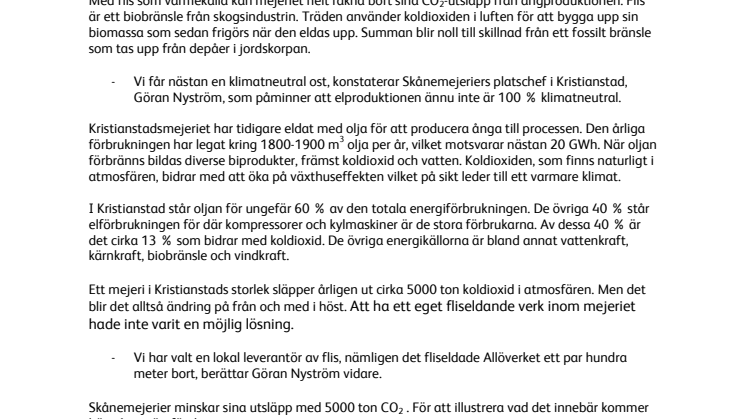Skånemejeriers ost närmar sig klimatneutral