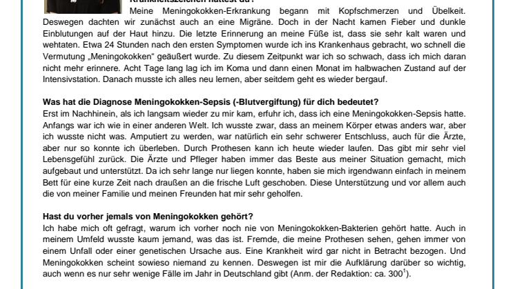 „Ich hatte zuvor noch nie von Meningokokken gehört“ 