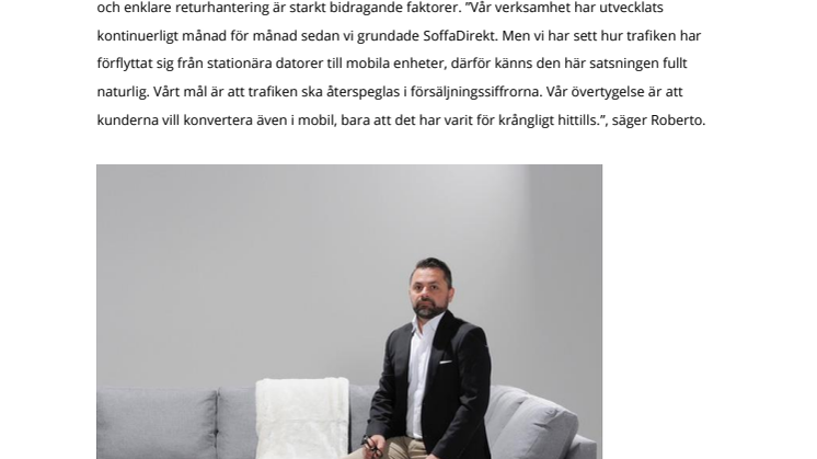 SoffaDirekt storsatsar på mobil e-handel