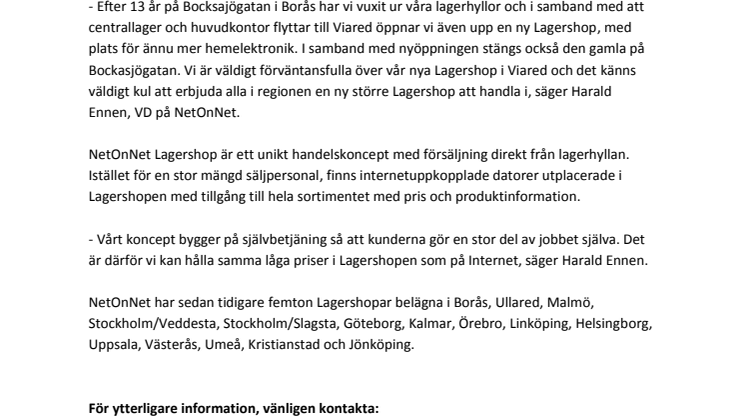 Ny NetOnNet Lagershop öppnar 23 oktober