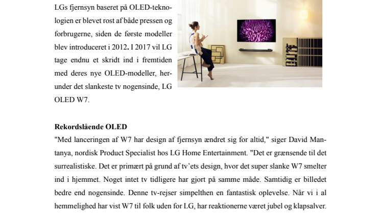 LG revolutionerer tv-industrien med det supertynde OLED W7 