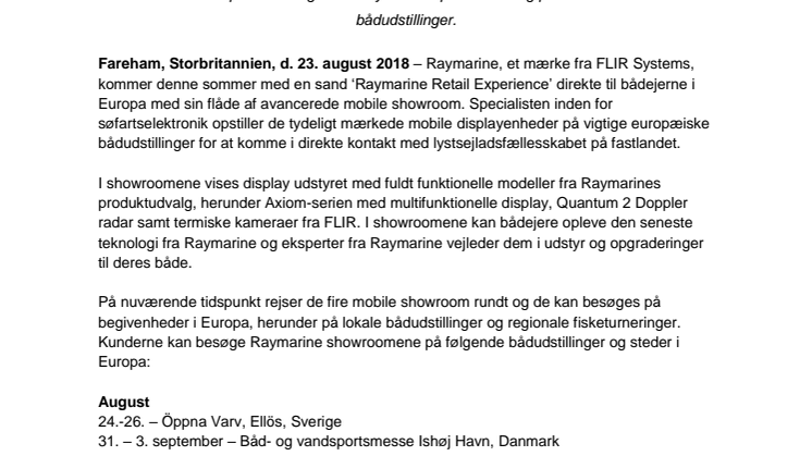 Raymarine: Mobile showroom kommer med den seneste teknologi fra Raymarine direkte til bådejerne  