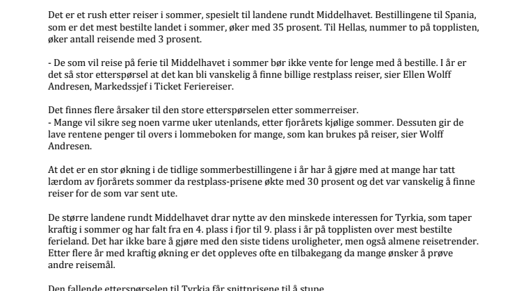 Rekordetterspørsel etter reiser i sommer