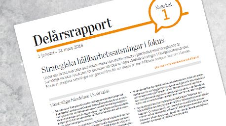 Akademiska Hus delårsrapport 1 januari – 31 mars 2018