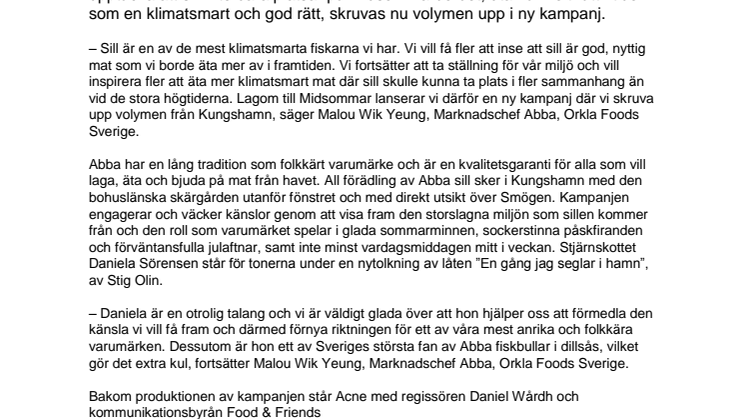 Abba skruvar upp volymen i ny kampanj – traditionell sill en del av framtidens mat