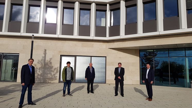 V.l.n.r. Berthold Streffing (Bürgermeister), Stefan Haverkamp, Ludger Haverkamp (Heizung Sanität Haverkamp), Jürgen Herbe (VEKA AG), Roland Waleska (Deutsche Glasfaser)