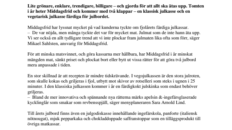 Ett julbord i tiden från Middagsfrid