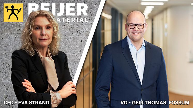 Eva Strand, CFO och Geir Thomas Fossum vd på Beijer Byggmaterial AB 