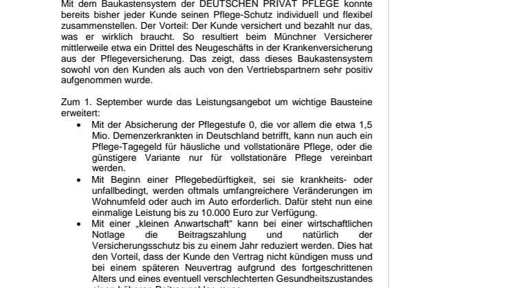 MÜNCHENER VEREIN: DEUTSCHE PRIVAT PFLEGE weiter verbessert!