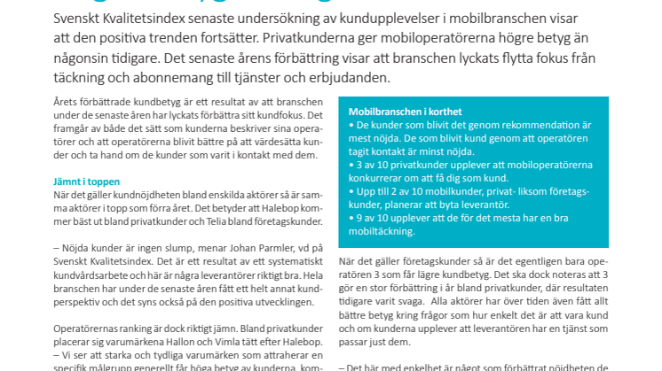 Från abonnemang till engagemang – privatkunderna ger mobilbranschen högre betyg än någonsin