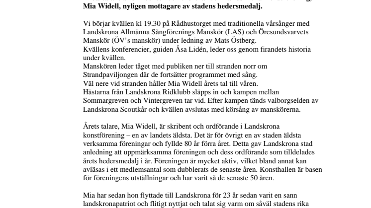 Traditionellt Valborgsfirande i Landskrona onsdagen den 30 april