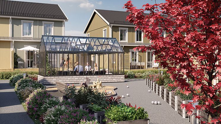 På innergården planerar man för ett växthus/gemenskapshus och en liten lekplats. 