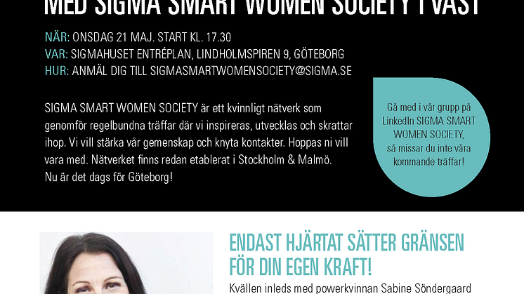 Premiär för Sigma Smart Women Society i Väst den 21 maj!