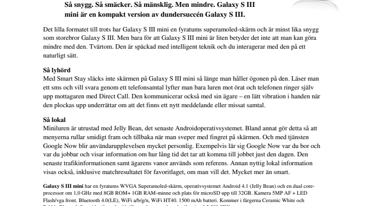 Samsung Galaxy S III mini på väg; liten men naggande god