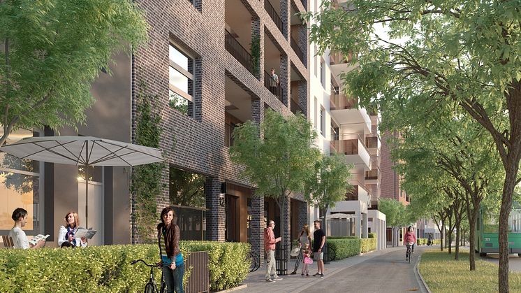 Stadskvarteret, vy från Regementsvägen, Drottninghög