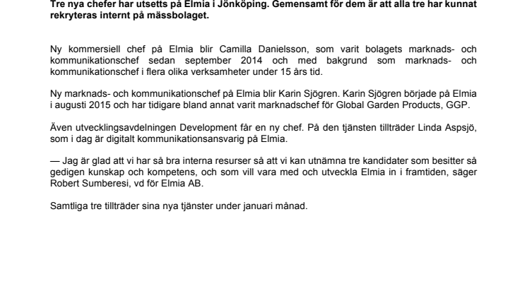 Nya chefer på Elmia
