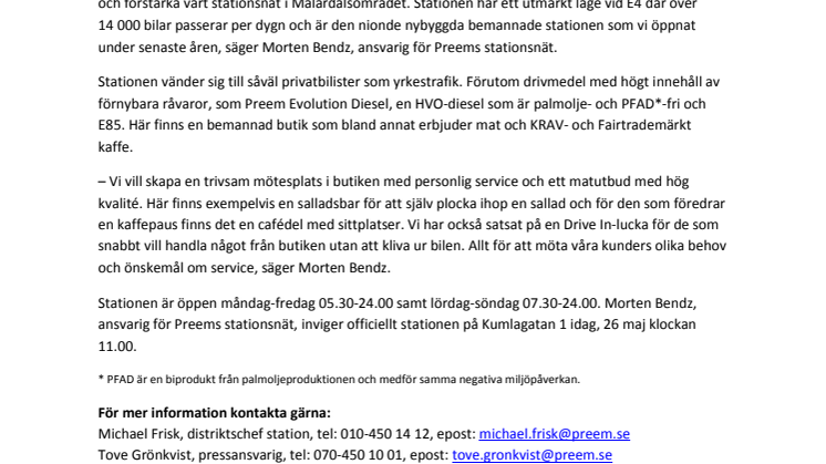 Preem öppnar ny bemannad station i Uppsala