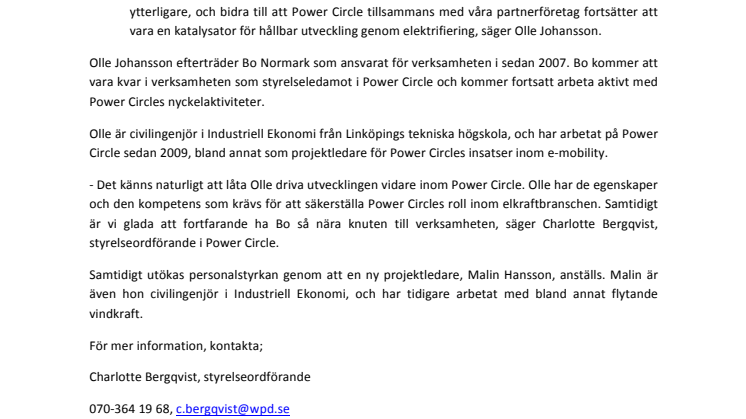 Olle Johansson ny VD för Power Circle
