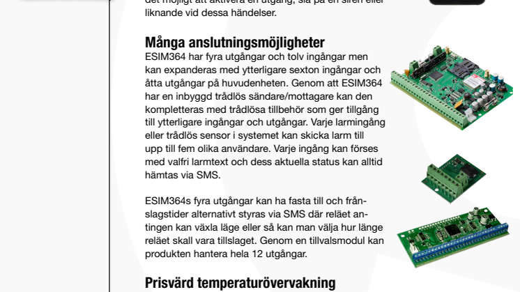 ESIM364 larm och övervakning via SMS