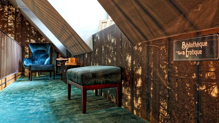 Top floor library at Spedition Hotel & Restaurant, Thun, Switzerland - design by Stylt