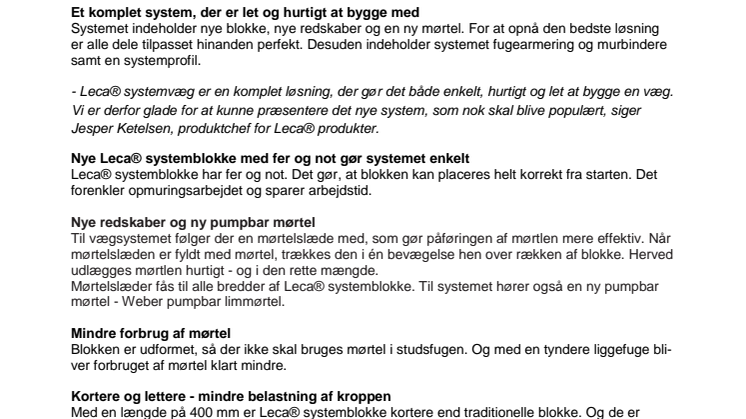  Leca® systemvæg - en innovativ nyhed med masser af fordele