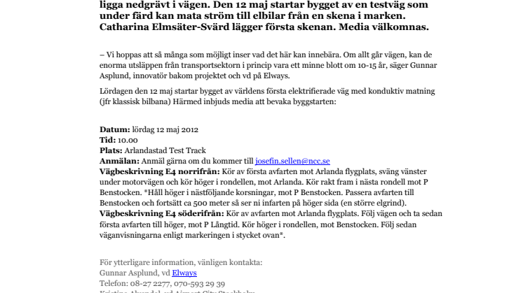 Världsunik elväg vid Airport City Stockholm