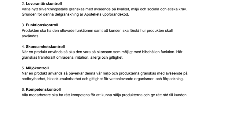 Pressinformation Apotekets kvalitetskontroll