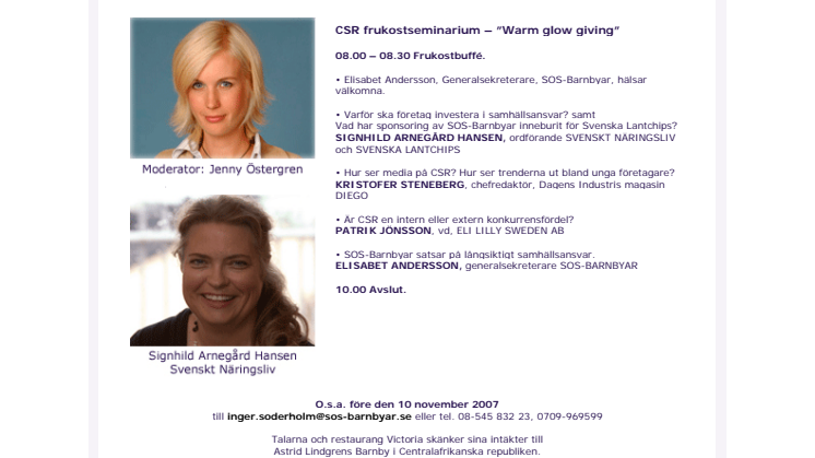 Pressinbjudan: Finns CSR om tre år?