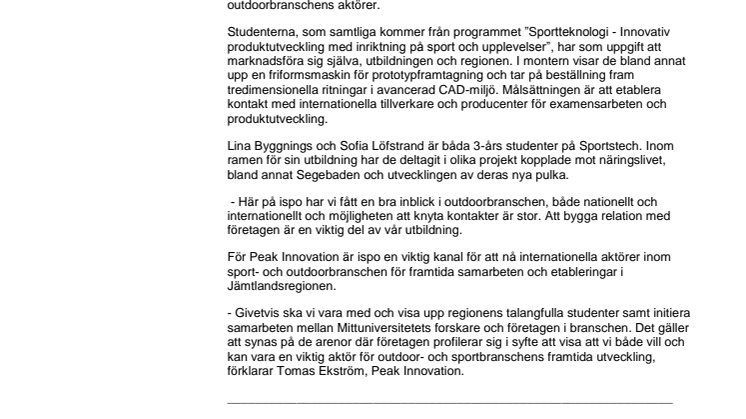 42 studenter från Sportstech på världens största outdoormässa