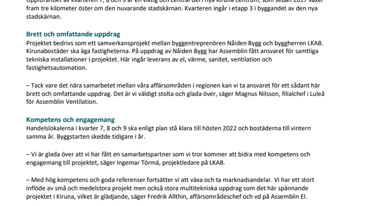 Assemblin får multitekniskt uppdrag i Kirunas nya stadskärna