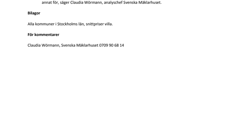 Stor prisvariation på Stockholms villamarknad