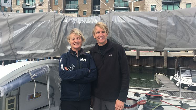 Pip Hare and co-skipper Ysbrand Endt on board Superbigou