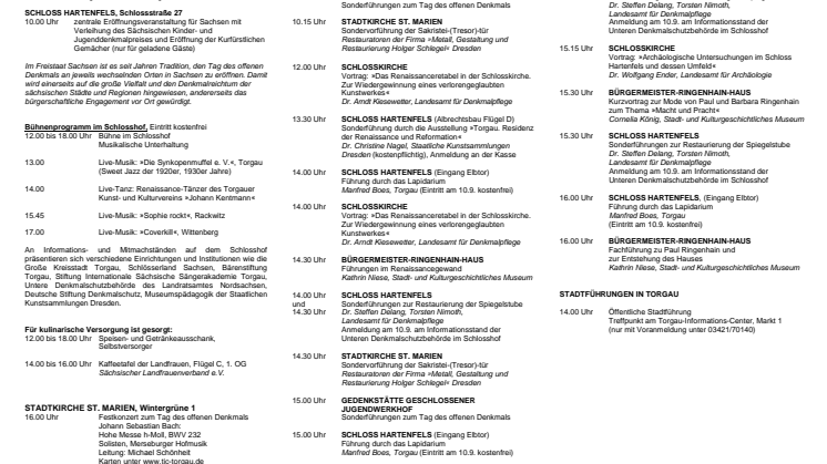 Familienprogramm zum Tag des offenen Denkmals in Torgau