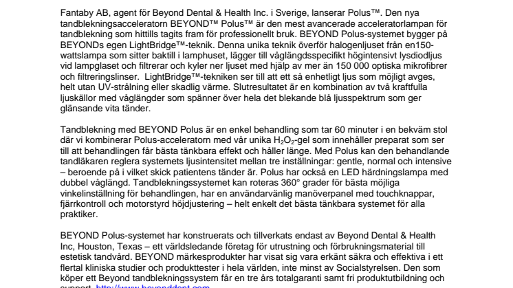 Produktlansering: BEYOND™ Polus™ accelerator från Beyond Dental & Health