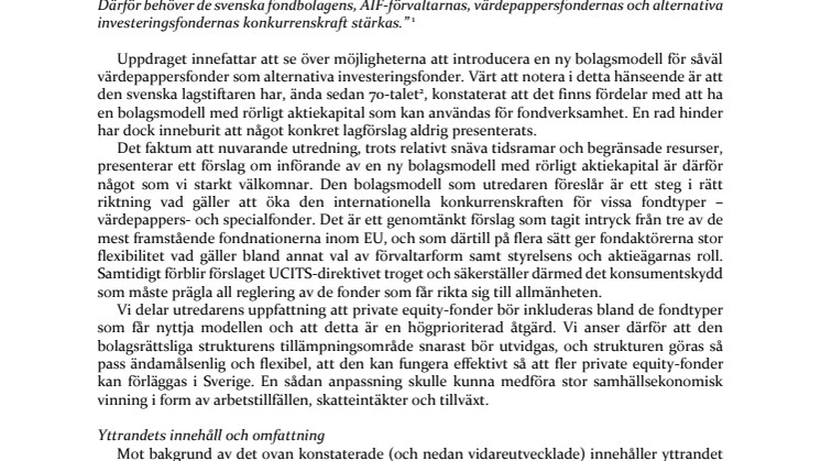 Särskilt yttrande till betänkandet En hållbar, transparent och konkurrenskraftig fondmarknad "2014-års Fondutredning" SOU 2016:45