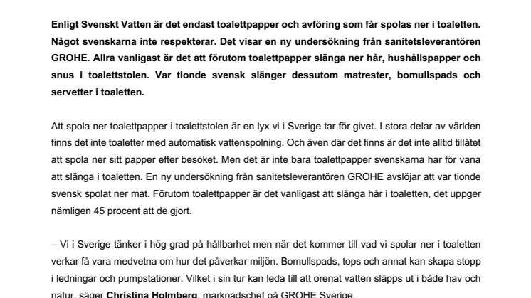 Snus, matrester och kondomer: Det här spolar svenskarna ner i sina toaletter