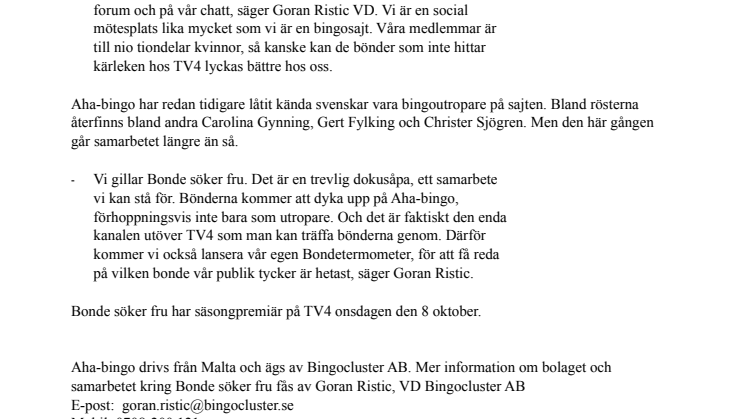 Bonde söker fru på bingosajt!